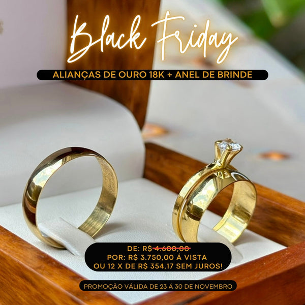 Aliança de casamento em Ouro 18k - Modelo Santa Catarina