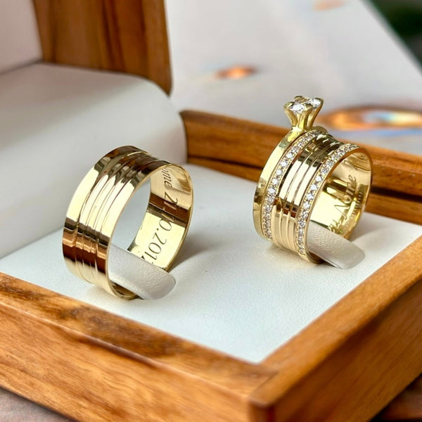 Alianças de casamento em Ouro 18k - Modelo Dubai 8 Milímetros