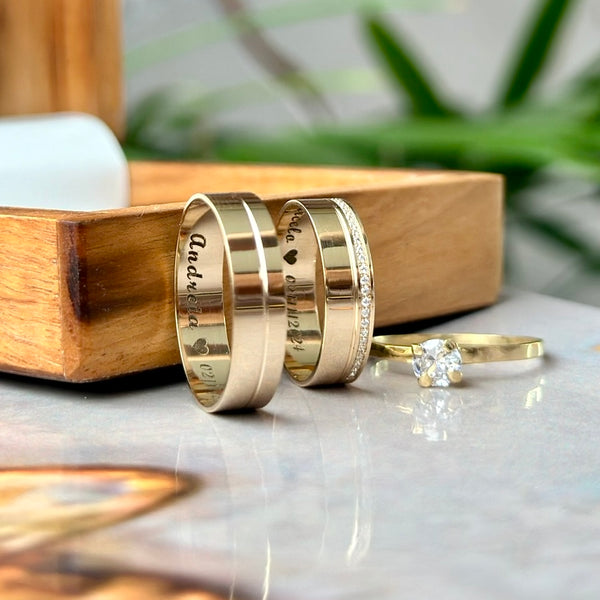 Alianças de casamento em Ouro 18k - Modelo Espírito Santo