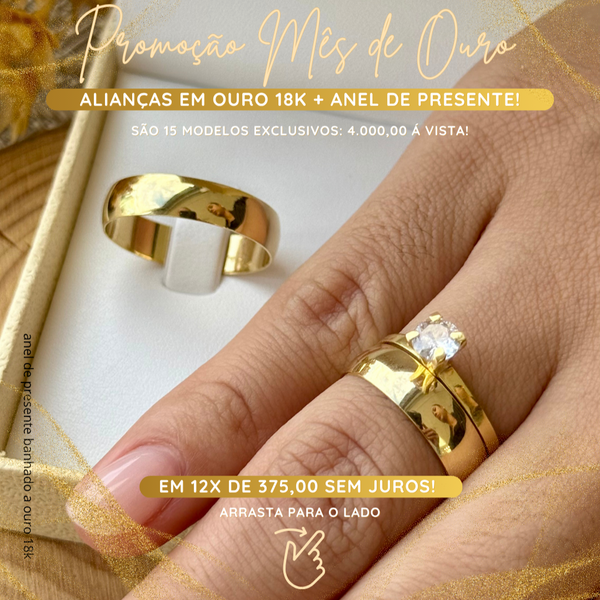 Aliança Adamas em Ouro - Modelo Santa Catarina