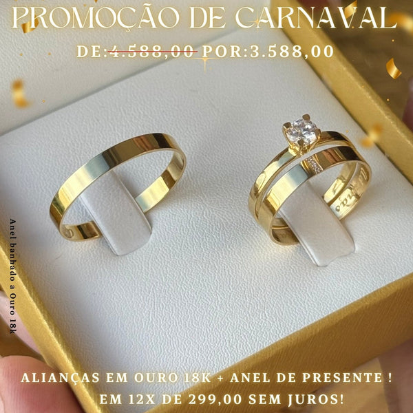 Alianças de casamento em Ouro 18k - PRIMAVERA