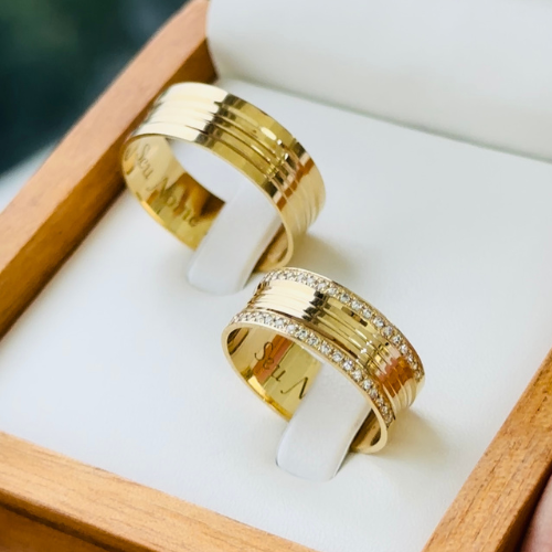 Alianças de casamento em Ouro 18k - Modelo Dubai 7 Milímetros