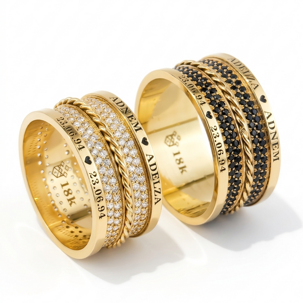 Alianças de casamento em Ouro 18k  - Modelo Paris