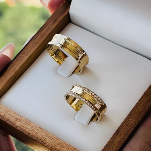 Alianças de casamento em Ouro 18k - Modelo Dubai 6 Milímetros