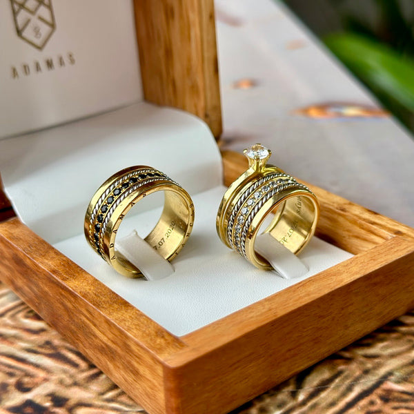 Alianças Bodas de prata em Ouro 18k - Modelo Pinheiros