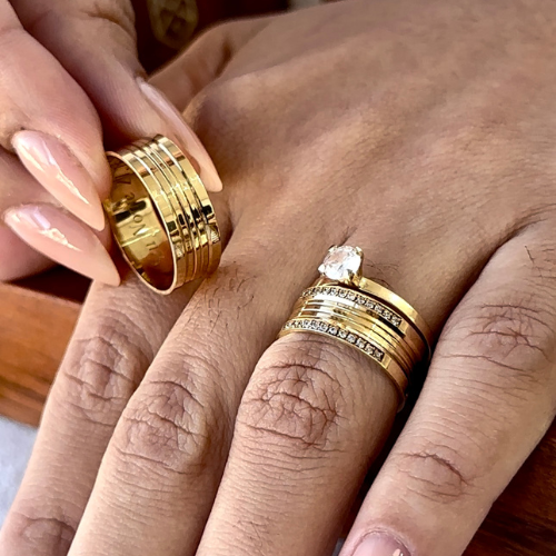 Alianças de casamento em Ouro 18k - Modelo Dubai 7 Milímetros