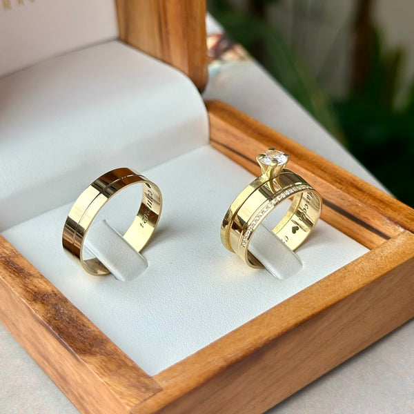 Alianças de casamento em Ouro 18k - Modelo Espírito Santo