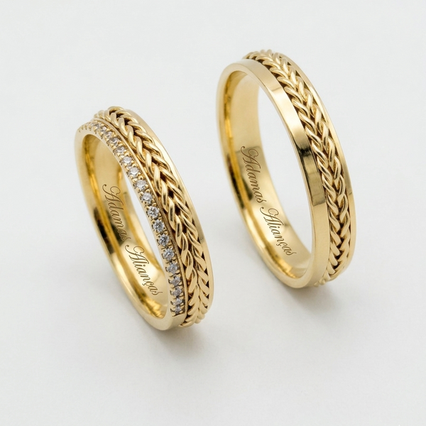 Alianças de casamento em Ouro 18k  - Modelo Laços