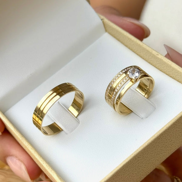 Aliança Adamas em Ouro - Modelo Búzios