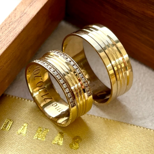 Alianças de casamento em Ouro 18k - Modelo Dubai 7 Milímetros