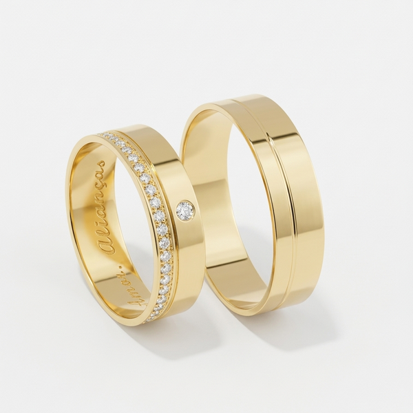 Alianças em Ouro 18k - Modelo Mato Grosso