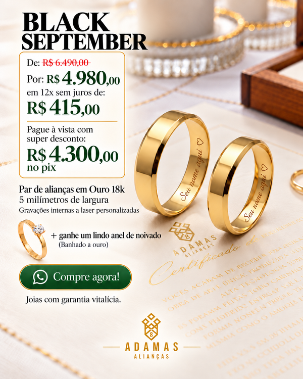 Alianças de Ouro 18k - Chanfrada 5 Milímetros