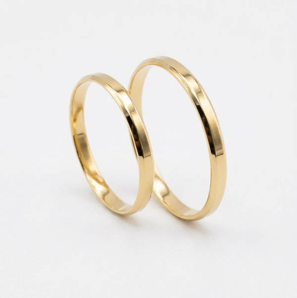 Alianças de Ouro 18k - 2 mm Chanfrada