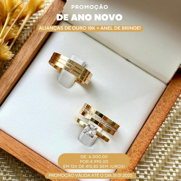 Alianças de casamento em Ouro 18k - Modelo New York