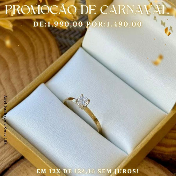 Anel Solitário CLÁSSICO em Ouro 18k