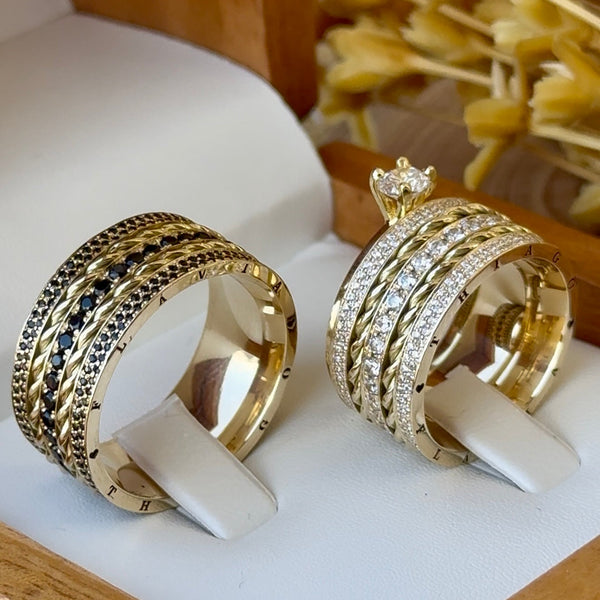 Alianças de Casamento em Ouro 18k - Modelo Coliseu - Casamento