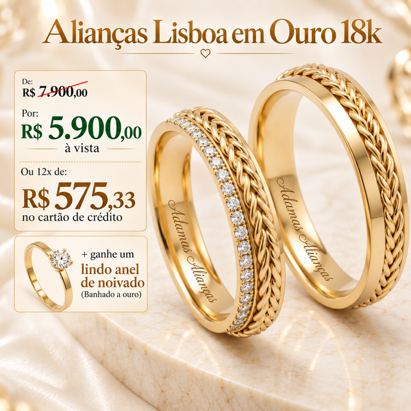 Alianças de casamento em Ouro 18k  - Modelo Laços