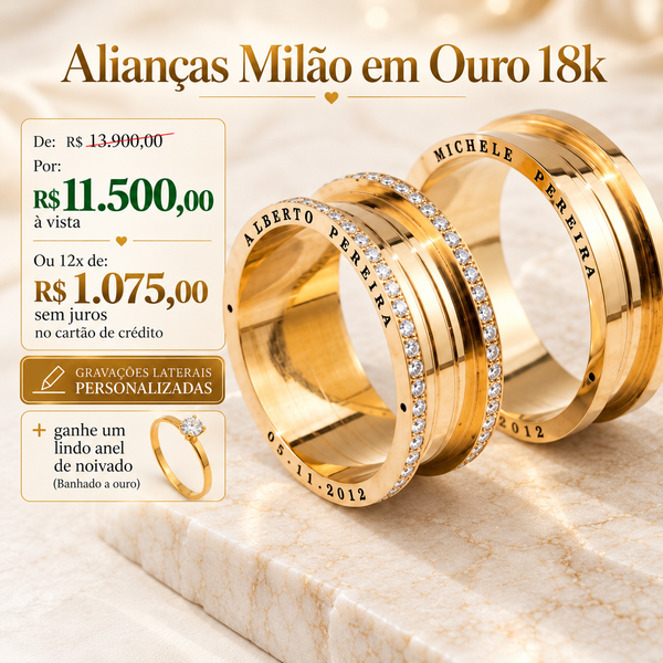 Alianças em Ouro 18k
- Modelo Milão