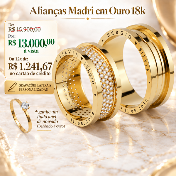 Alianças em Ouro 18k - Modelo Madri