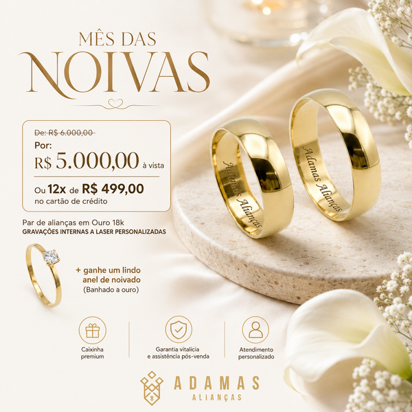 Alianças de Ouro 18k - Tradicional 5 Milímetros