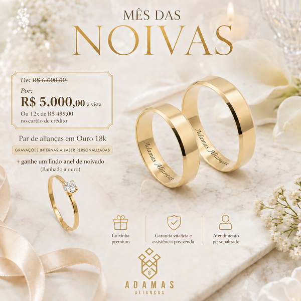 Alianças de Ouro 18k - Chanfrada 5 Milímetros