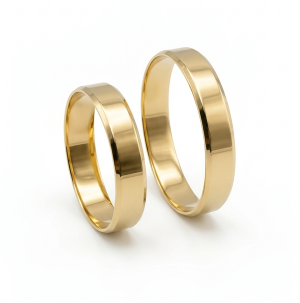 Alianças de Ouro 18k - Chanfrada 4mm