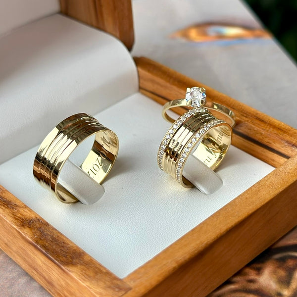 Alianças de casamento em Ouro 18k - Modelo Dubai 7 Milímetros