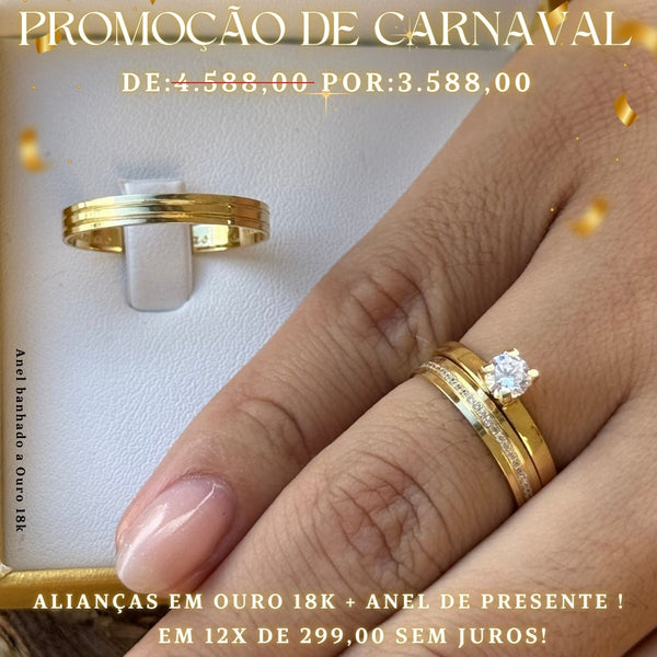 Alianças de casamento em Ouro 18k - VERÃO