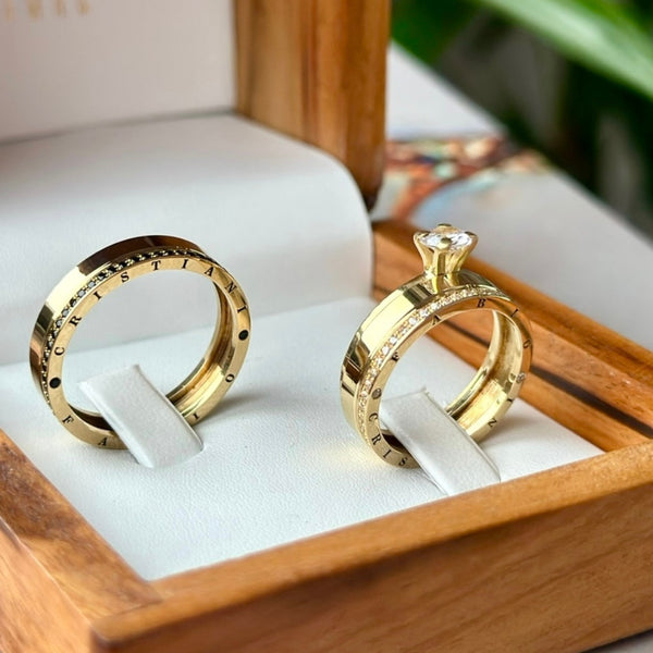 Alianças de casamento em Ouro 18k  - Modelo Acapulco