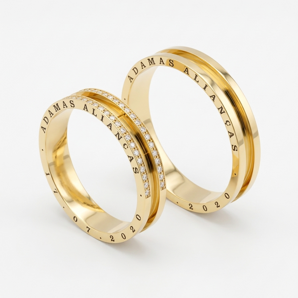Alianças de Casamento em Ouro 18k - Modelo Sevilha