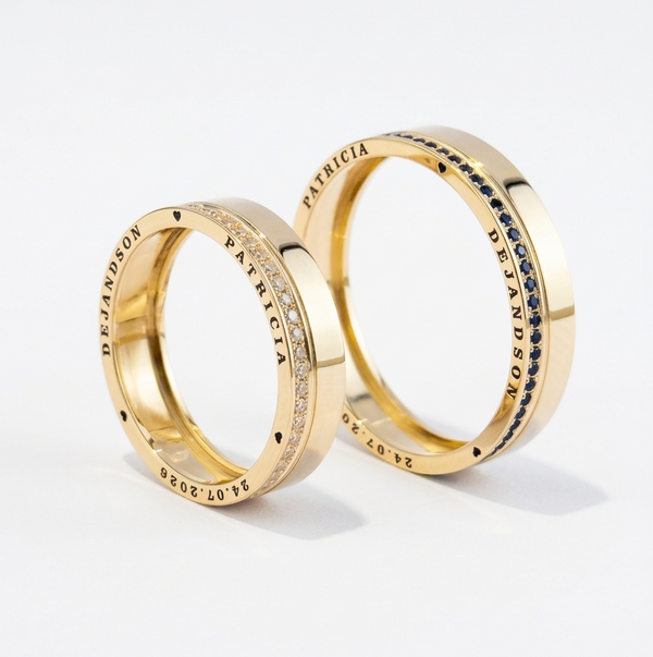 Alianças de casamento em Ouro 18k  - Modelo Acapulco
