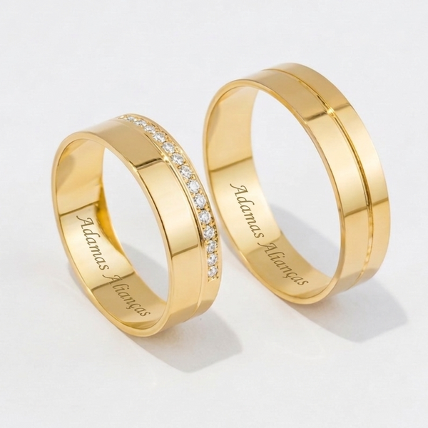 Alianças em Ouro 18k - Modelo Espírito Santo