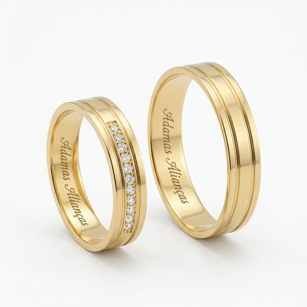 Alianças de Ouro 18k - New York 4 mm