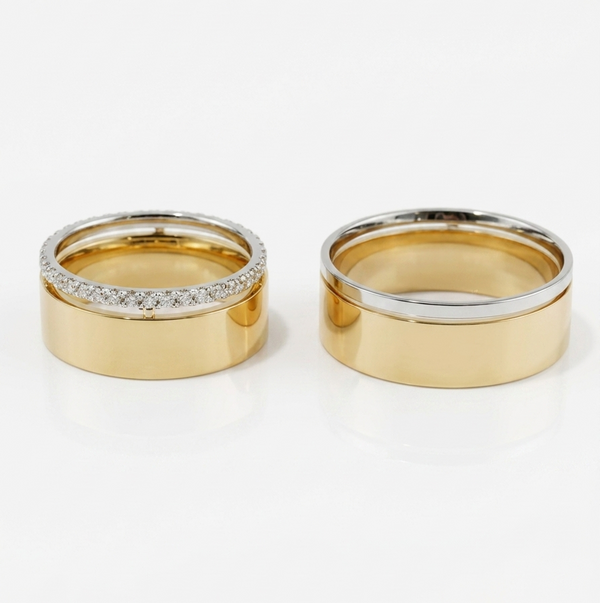 Alianças em Ouro 18k - Modelo Bali Diamantes - Anatômica