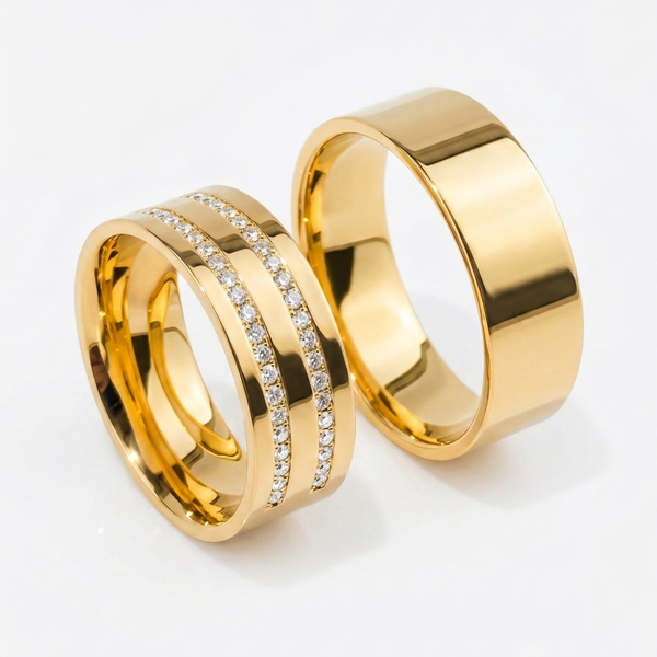 Alianças de casamento em Ouro 18k  - Modelo Miami - Anatômica