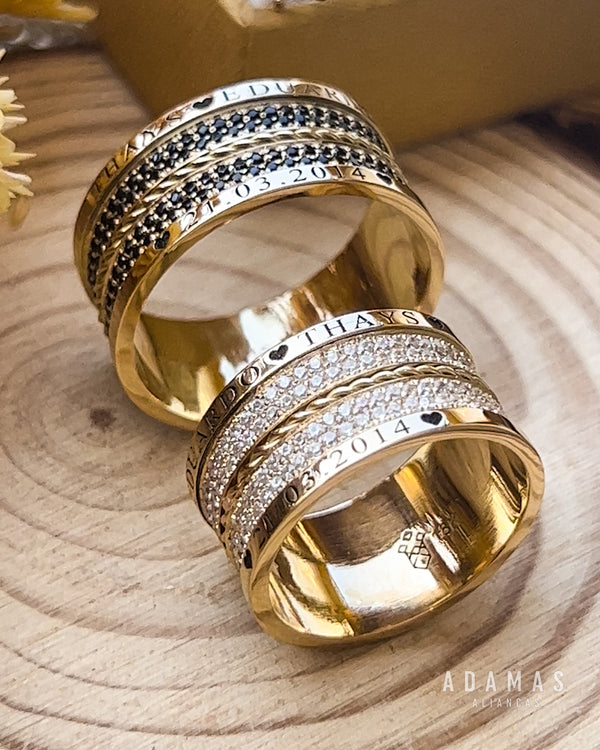 Alianças de casamento em Ouro 18k  - Modelo Paris