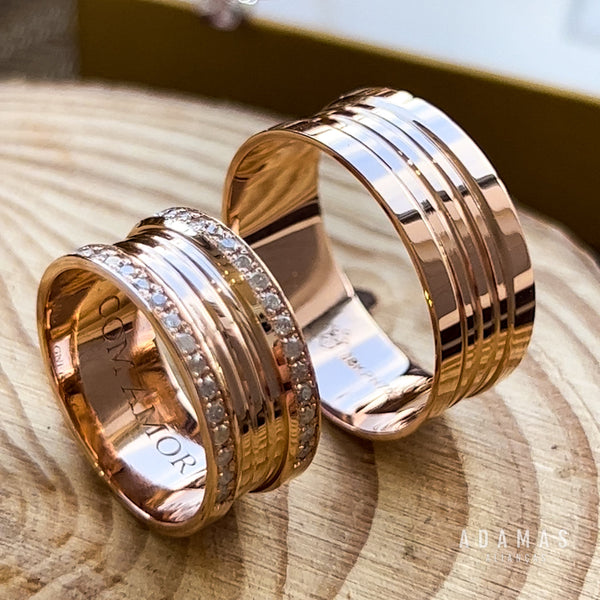 Aliança Adamas em Ouro - Modelo Dubai Rose Gold