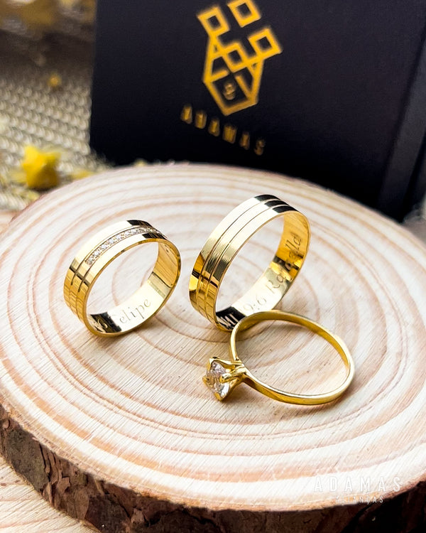 Alianças de casamento em Ouro 18k - Modelo New York