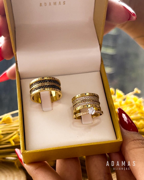 Alianças de casamento em Ouro 18k  - Modelo Paris