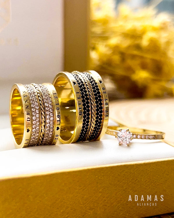 Alianças de casamento em Ouro 18k  - Modelo Paris