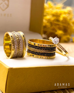 Alianças de casamento em Ouro 18k  - Modelo Paris